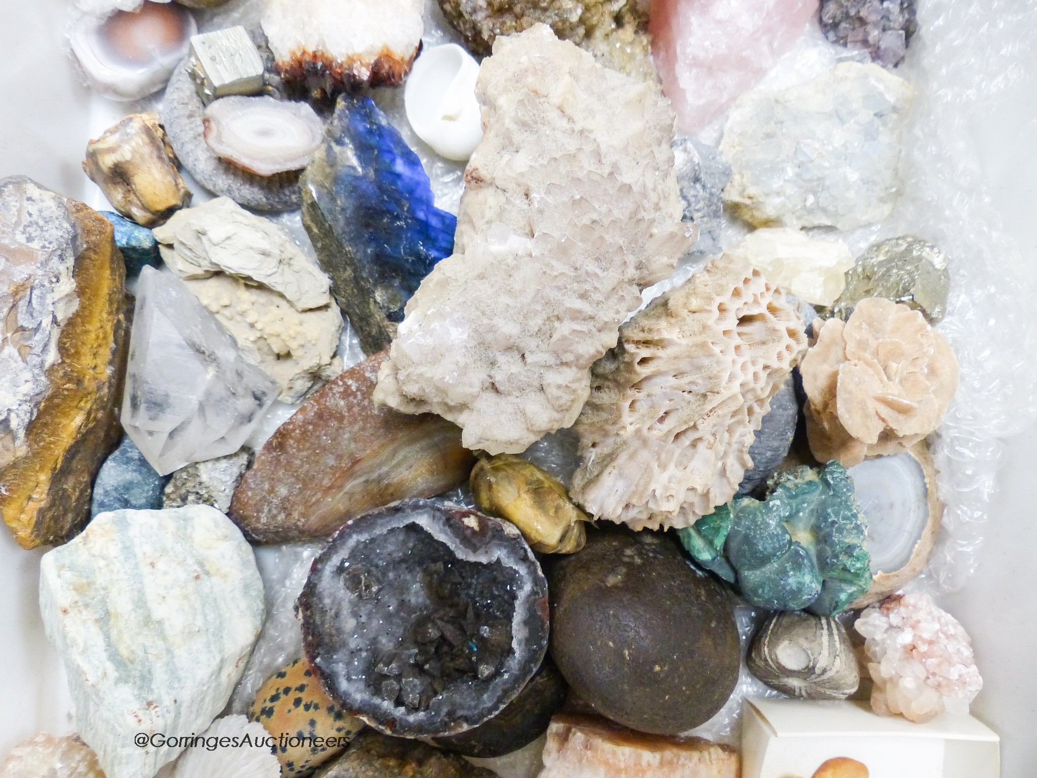 A collection of minerals etc. In two boxes